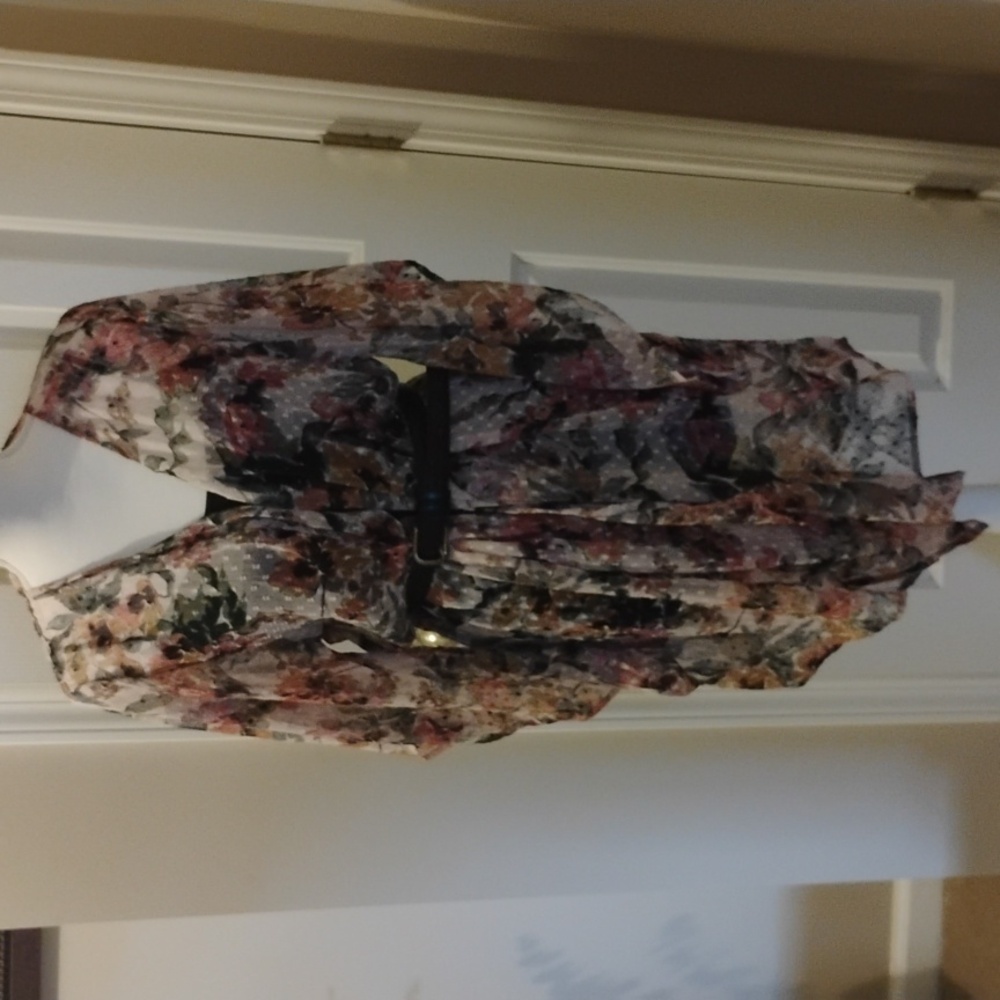Vince Camuto Multicolor Floral Sheer Top